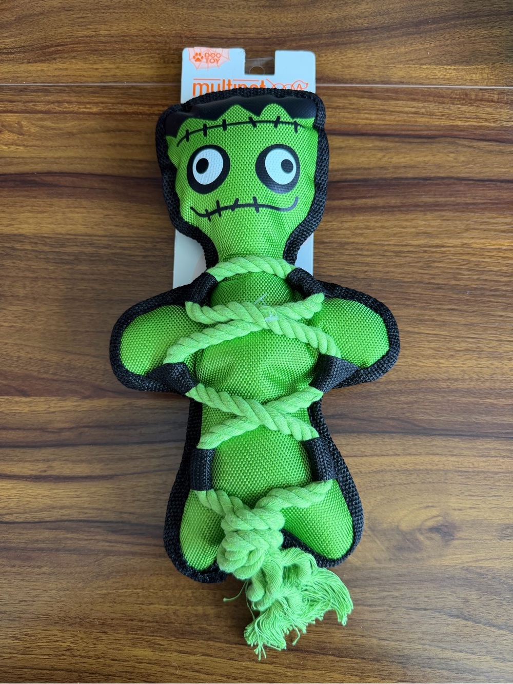 Green Monster Rope Plush Dog Toy - Durable Interactive Play